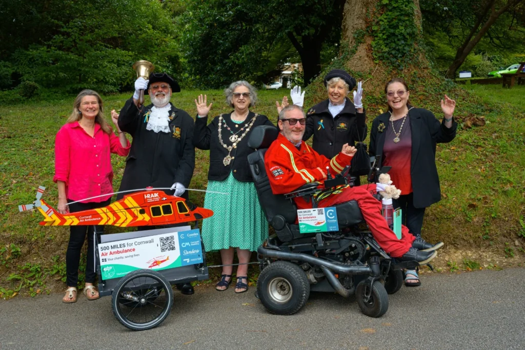 Cornwall 500 Start Day Carole Steven Webb Town Crier Lional Jayne Kirkham MP